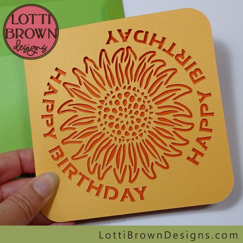 Send some happiness with my pretty sunflower design happy birthday card SVG template, designed for Cricut and similar cutting machines...