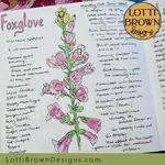 Pink foxglove nature journal page