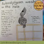 Woodpigeon washing nature journal page