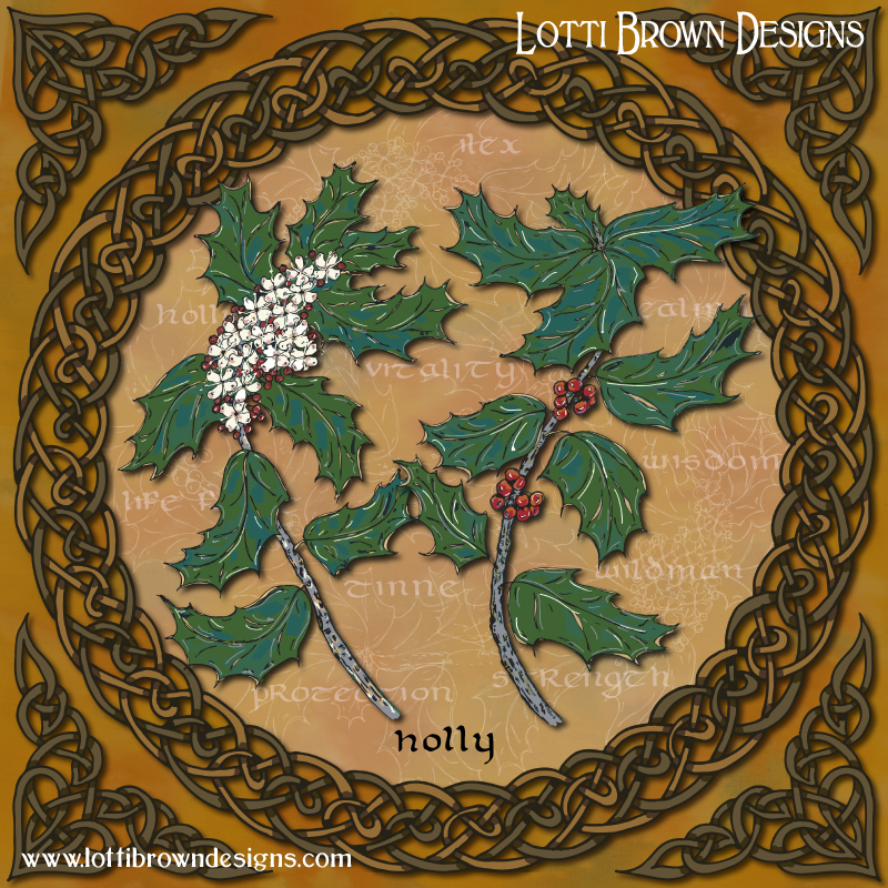 Celtic Holly art by Lotti Brown