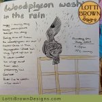 Woodpigeon washing nature journal page