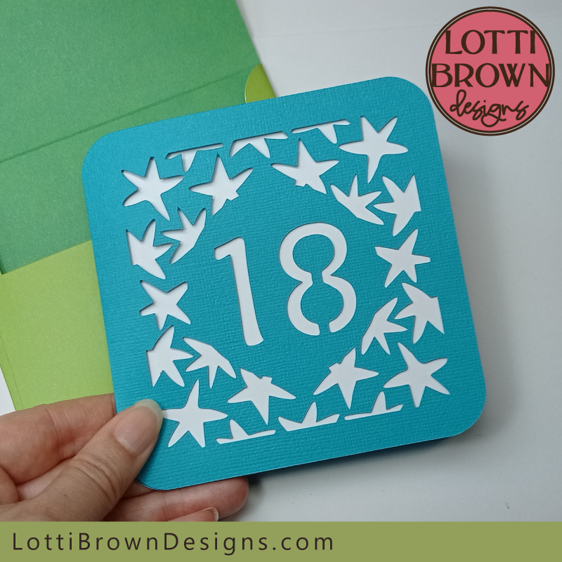 Fun 18th birthday card papercut template