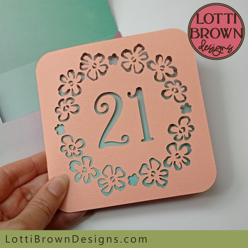 Pretty 21st birthday card for women