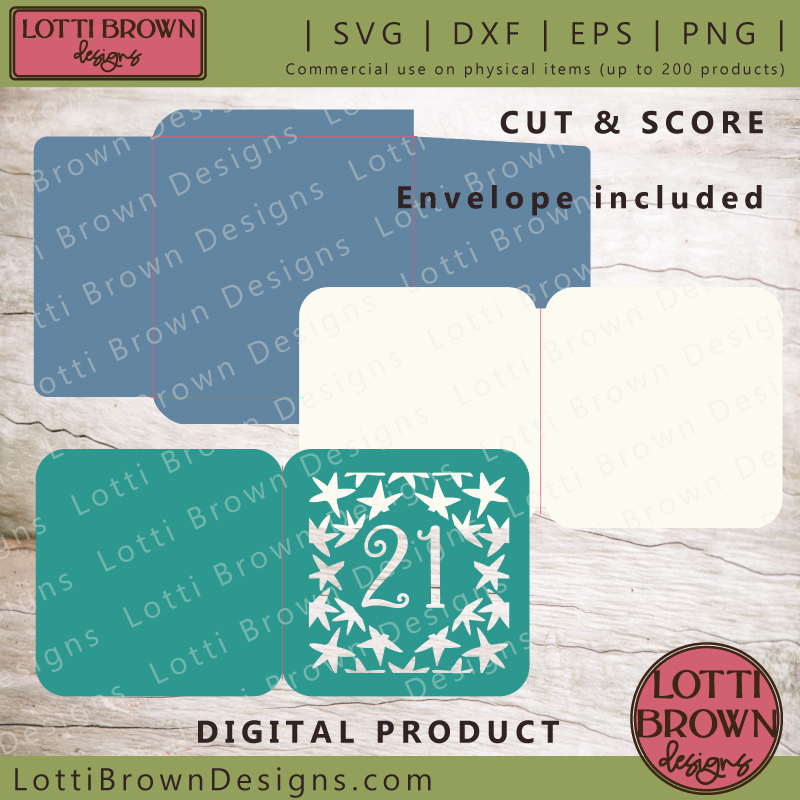 21st birthday card template for Cricut and similar cutting machines