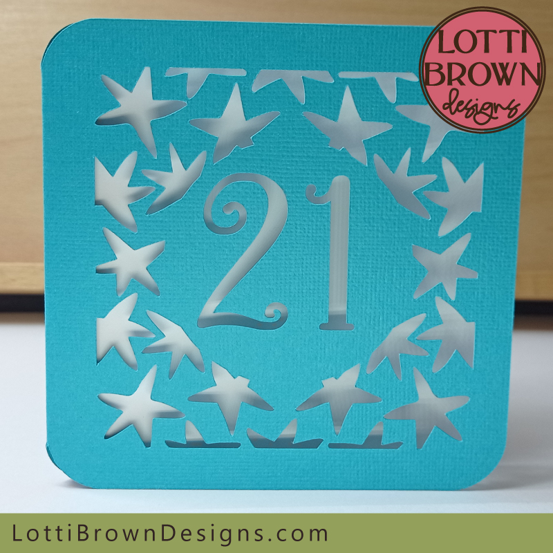 21st birthday card papercut card template