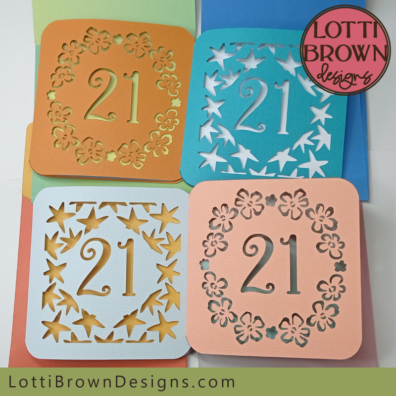 21st birthday card SVG templates