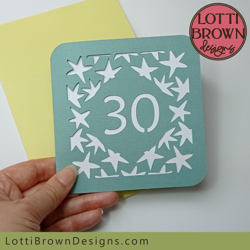 Modern 30th birthday card SVG template