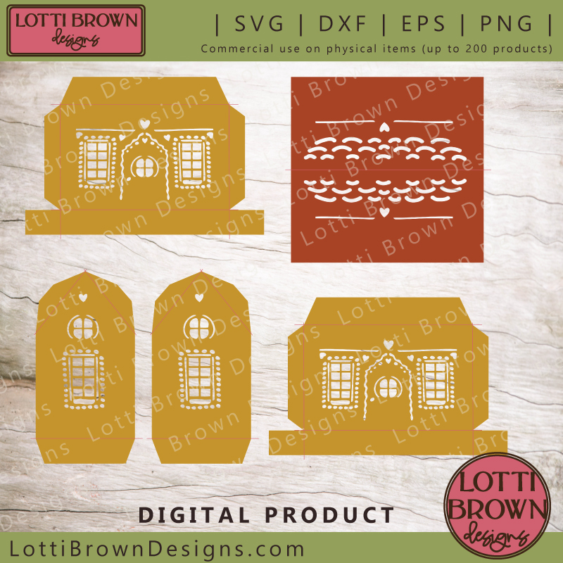 3D gingerbread house SVG file for Cricut