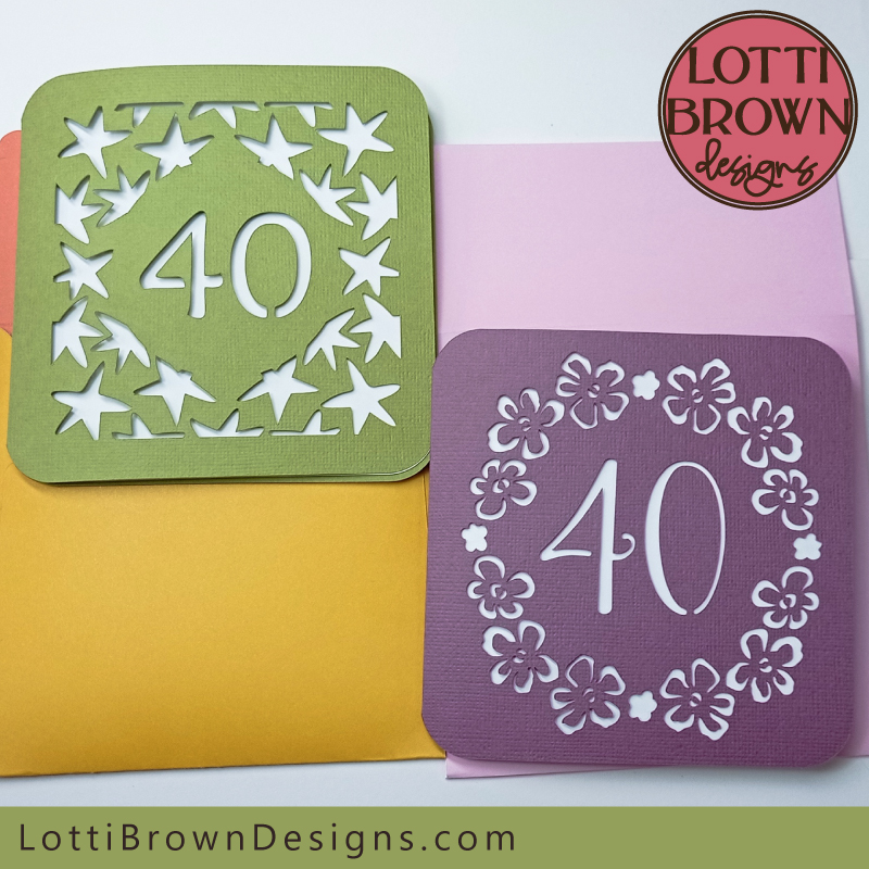 40th birthday card SVG files