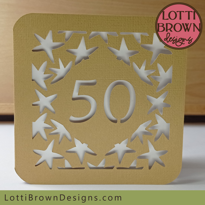 Stars 50th card template in gold/neutrals