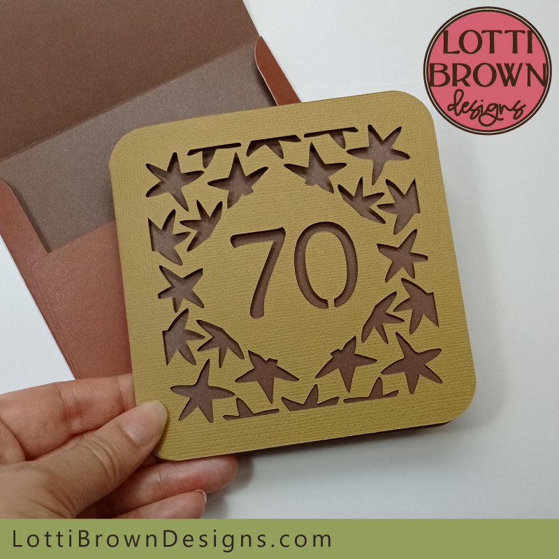 Stars design 70th birthday card papercut template