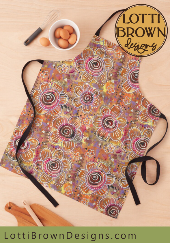 70s boho floral apron