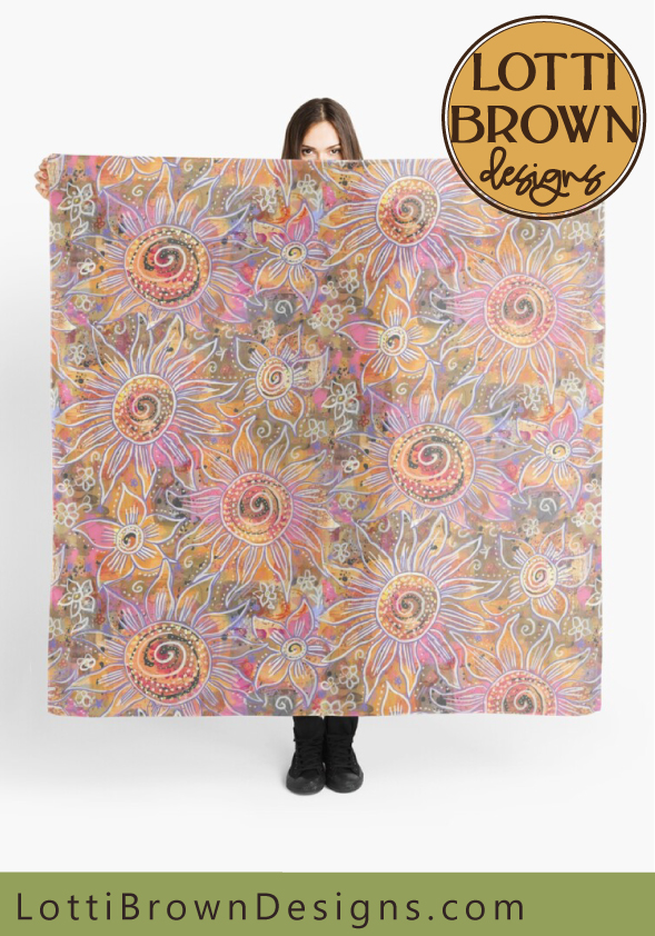 70s boho floral silky scarf