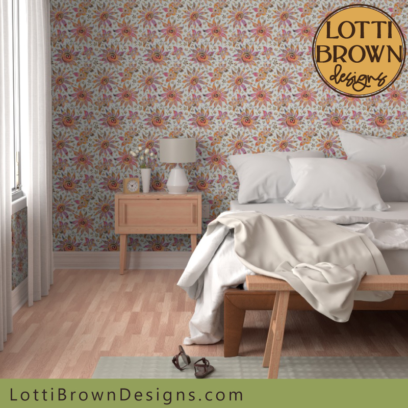 70s boho floral wallpaper