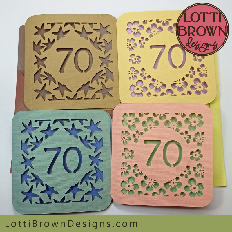70th birthday card colour inspirations