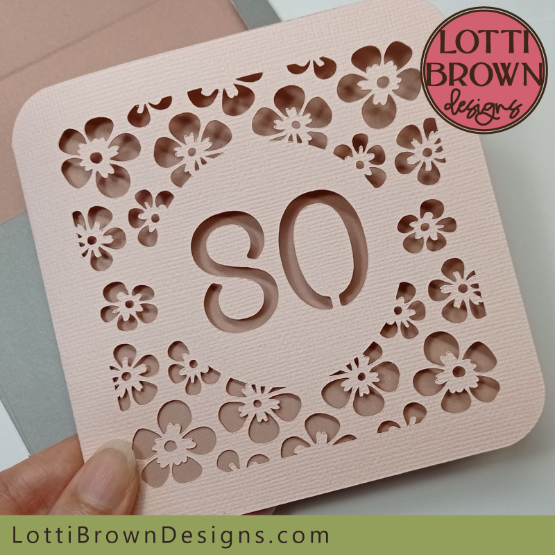 Floral 80th card template