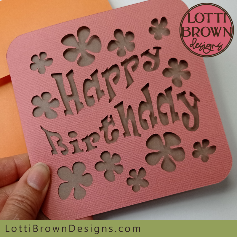 Hippy Flower Power birthday card SVG