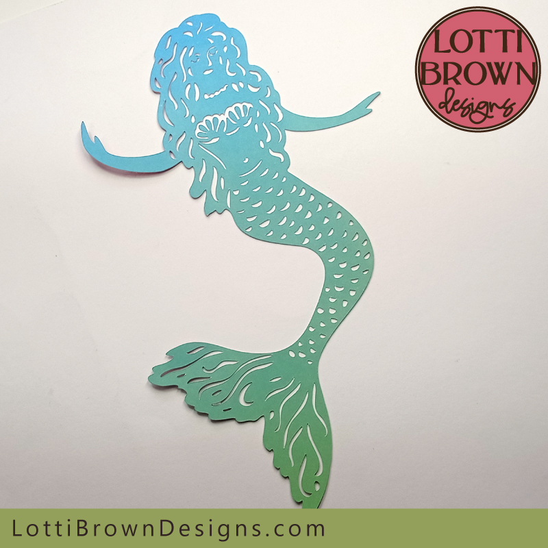 Mermaid #1 papercut in ombre cardstock