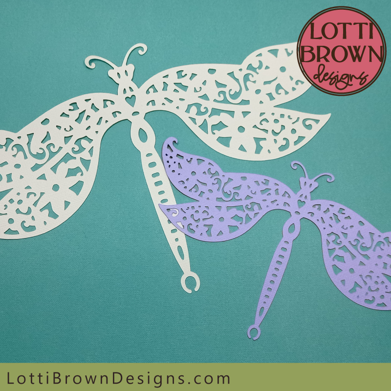 Dragonfly 2 cut file shown to size and with a smaller papercut