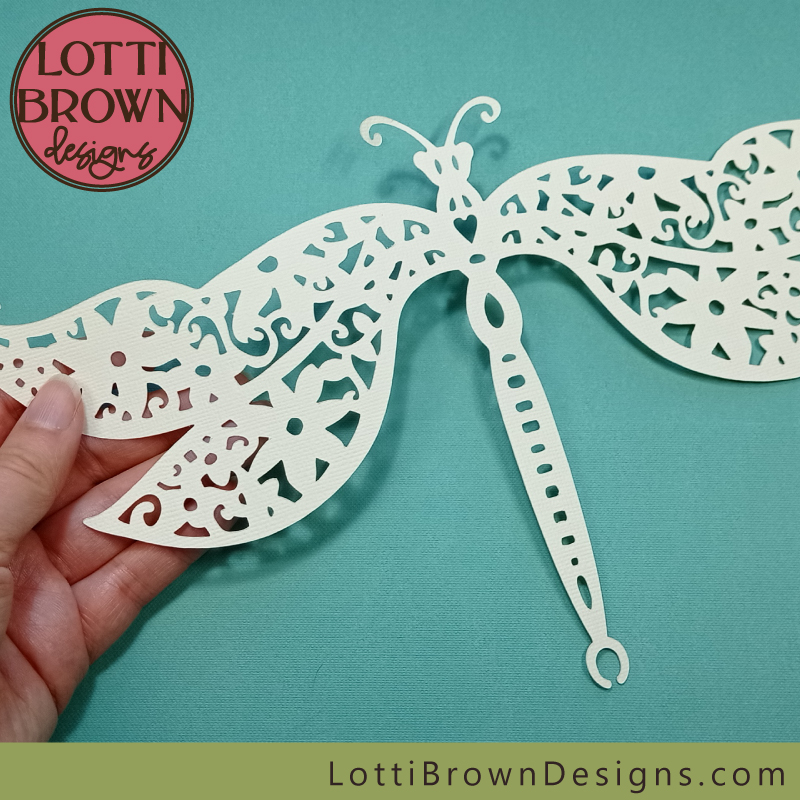 Pretty dragonfly 2 SVG file showing intricate wings