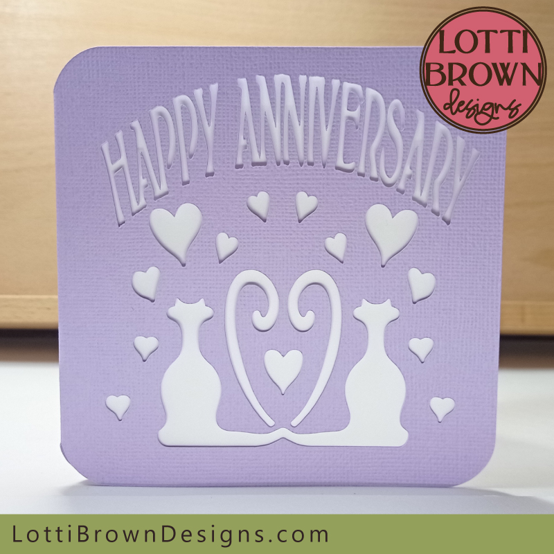 Lilac anniversary card cut file template