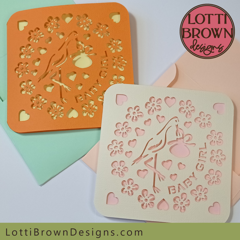 Baby girl card SVG for Cricut