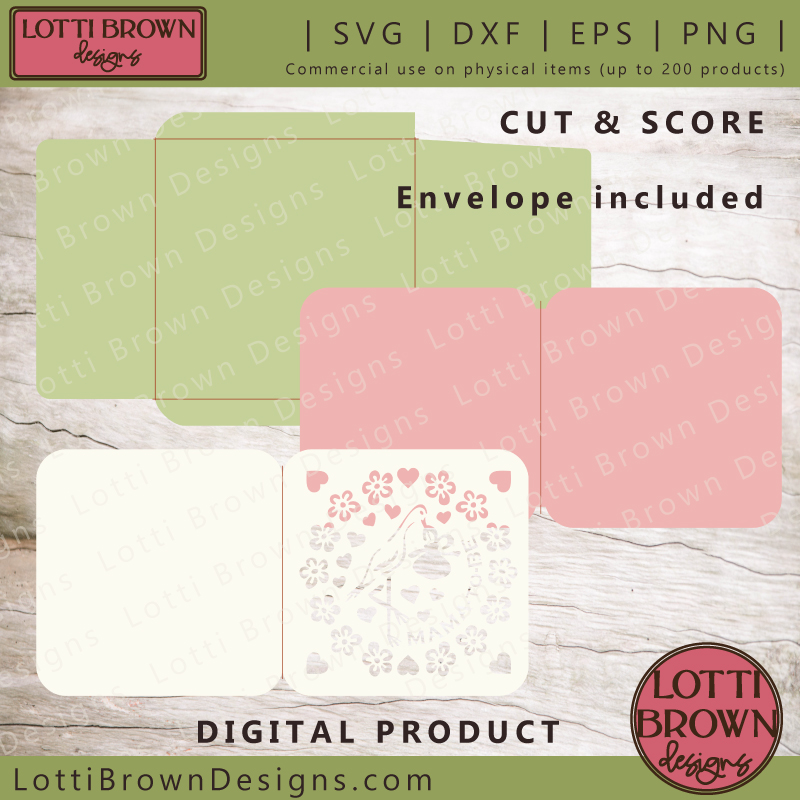 Cut and score in Cricut baby shower card template