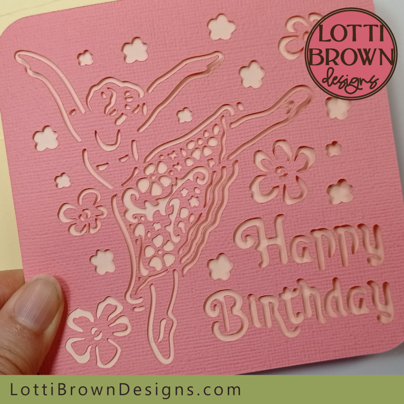 Pretty ballerina birthday card SVG file
