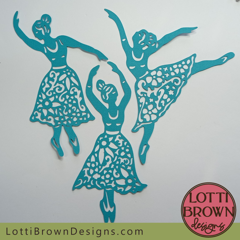 Colourful papercut ballerinas - showing top layer of template only