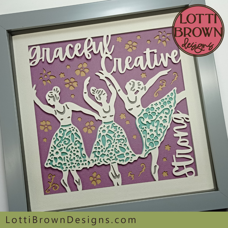 Ballerinas shadow box project - pretty purple and green