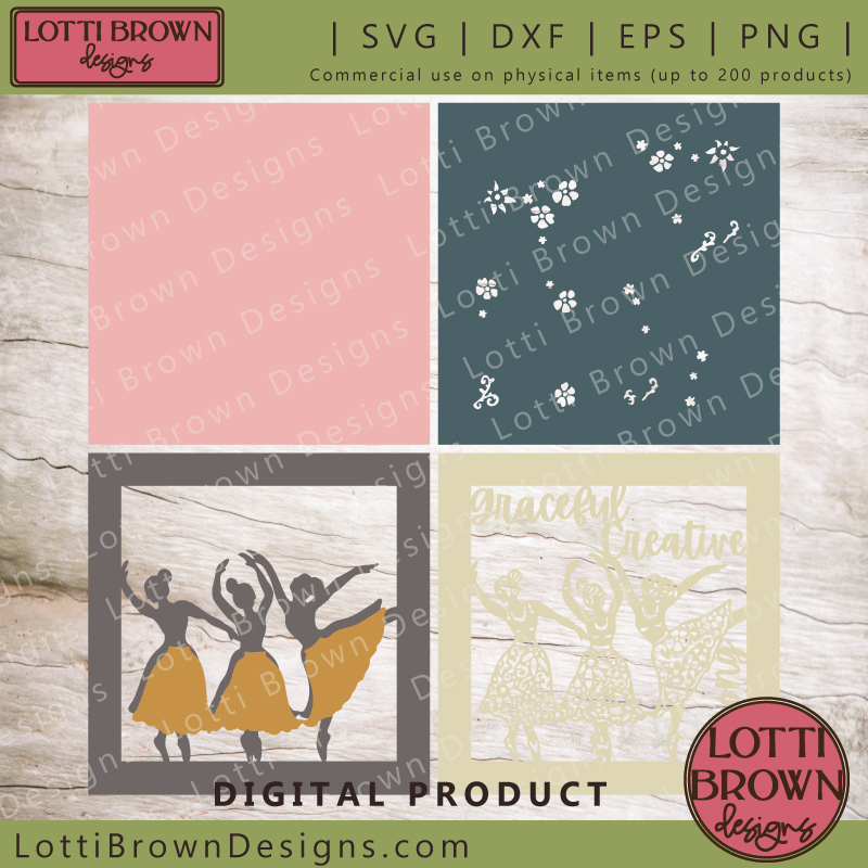 Ballet shadow box layers - SVG, DXF, EPS, PNG