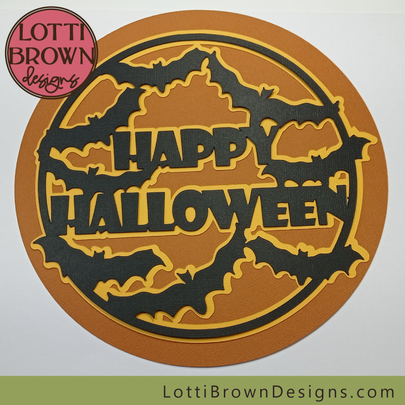 Spooky Happy Halloween SVG design with bats - perfect for a Halloween sign or Halloween party decor to make with a cutting machine...