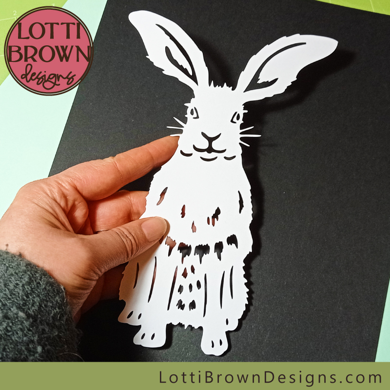 Rabbit SVG cut in white card