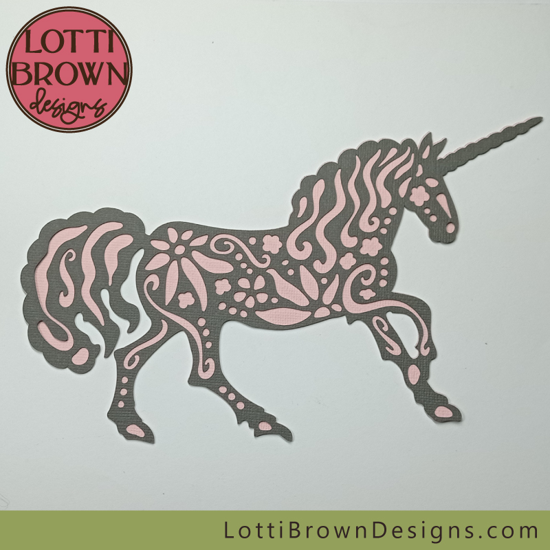 Galloping floral unicorn cut file