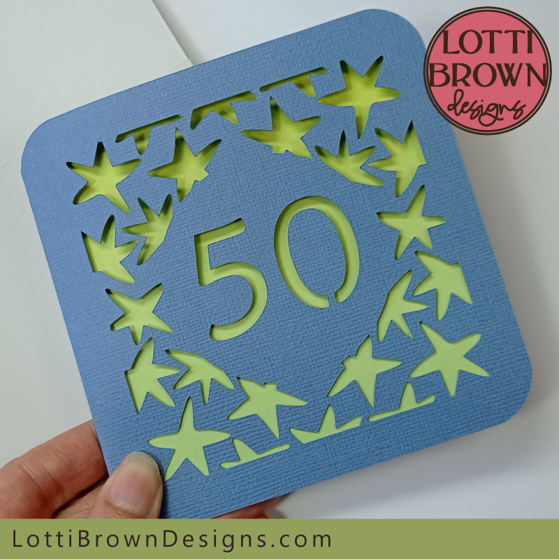 Stars design 50th birthday card SVG file - ideal for men