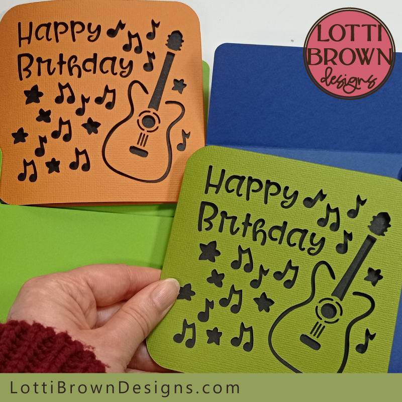 Birthday card template for a guitar lover - acoustic