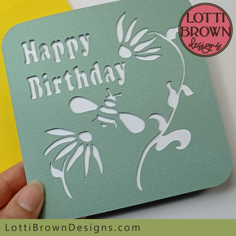 Floral bee papercut card