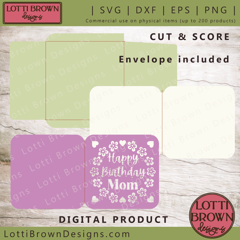 Mom birthday card cut file - SVG, DXF, EPS, PNG