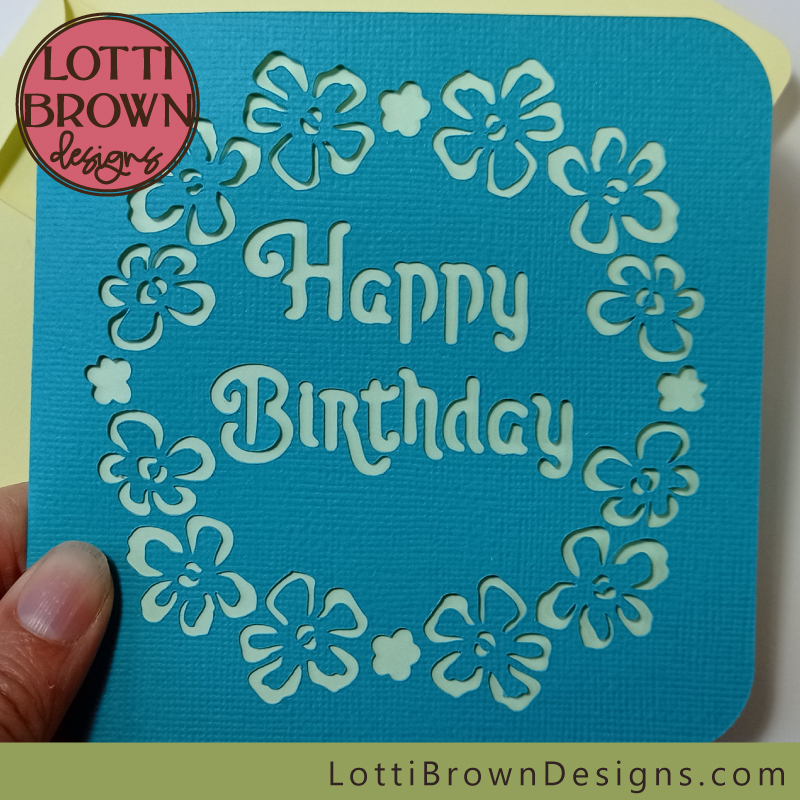 Papercut birthday card SVG file for Cricut and more