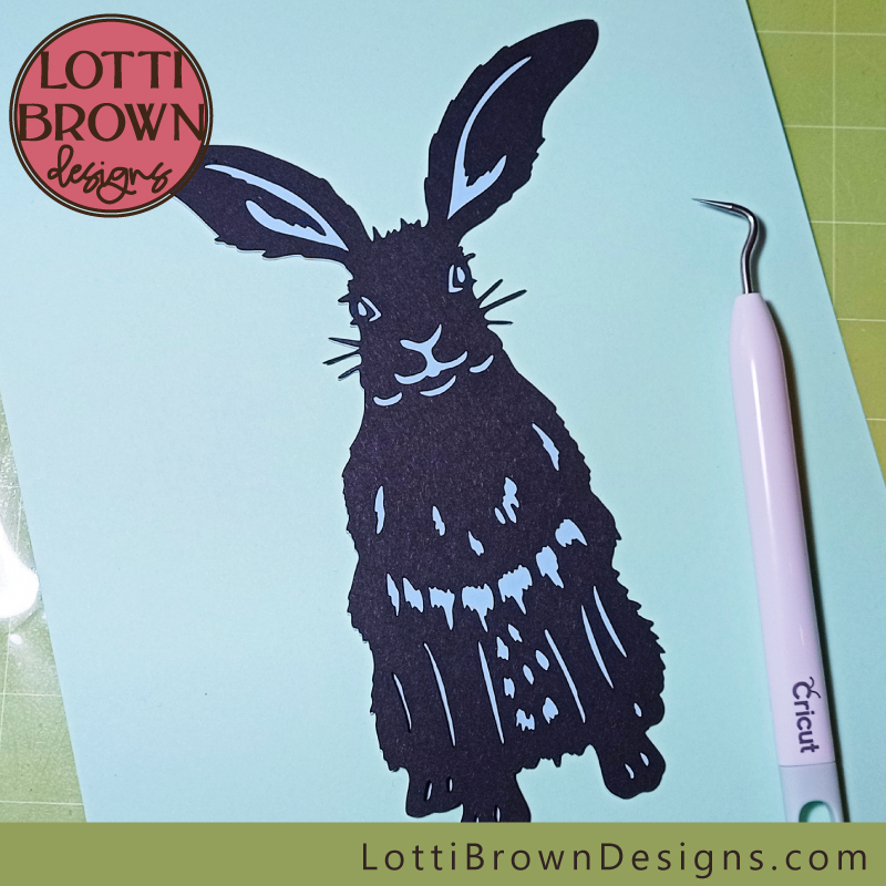 Rabbit SVG cut in black card