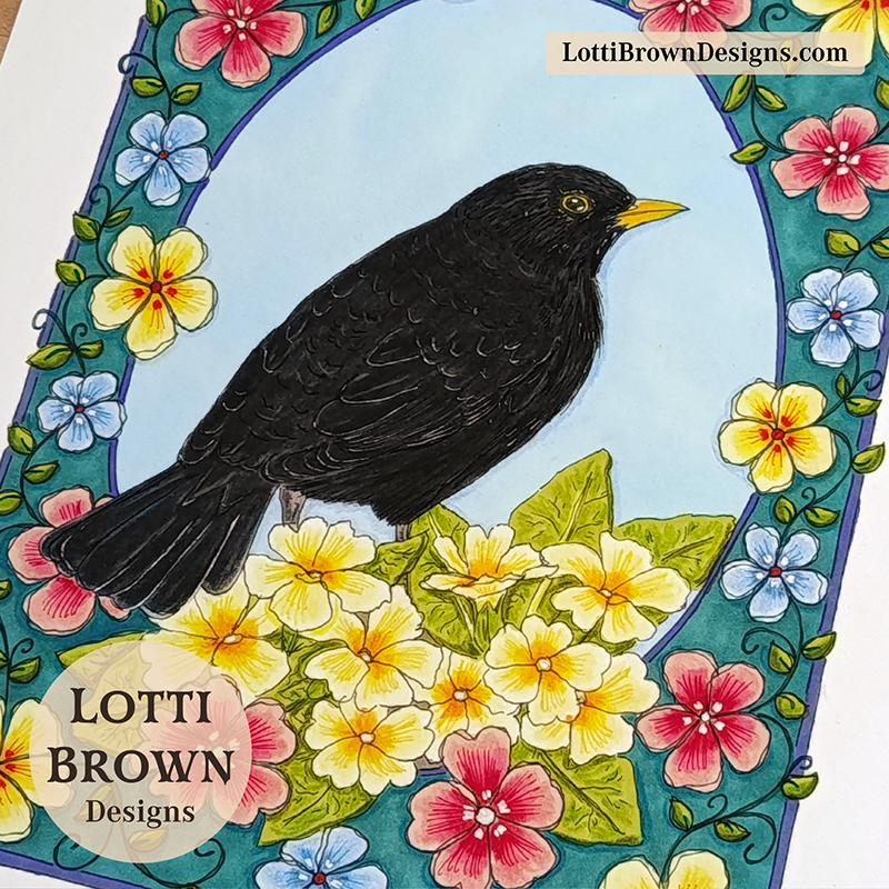 Lotti Brown - hand-drawn blackbird artwork