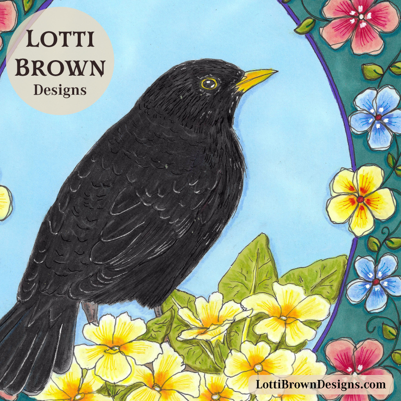 Blackbird illustration (detail) by Lotti Brown