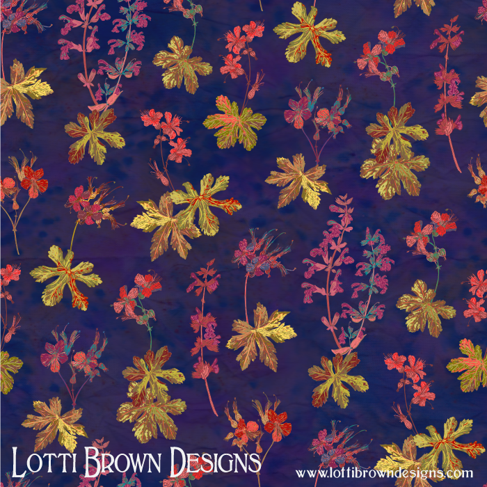 Blue geraniums pattern