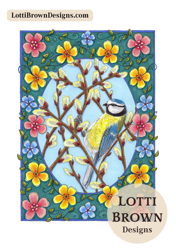 Bluetit art by Lotti Brown