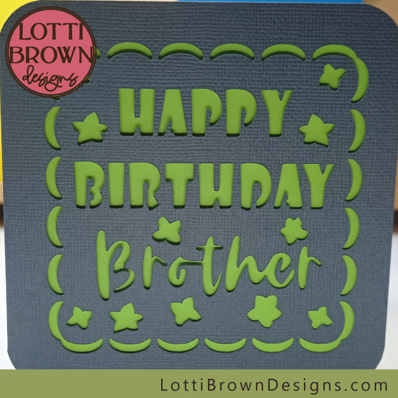 Brother birthday card for Cricut - dark grey and green