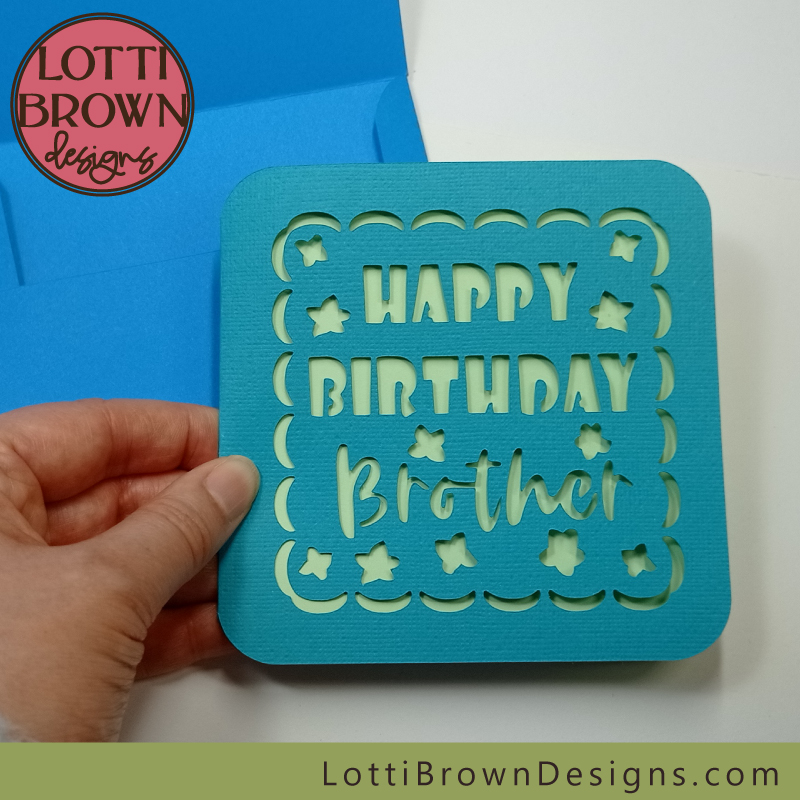 Teal, green and blue brother birthday card template