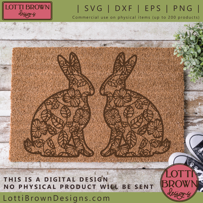 Floral bunny doormat