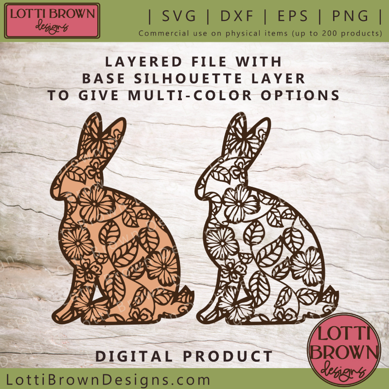 Floral bunny SVG layer options