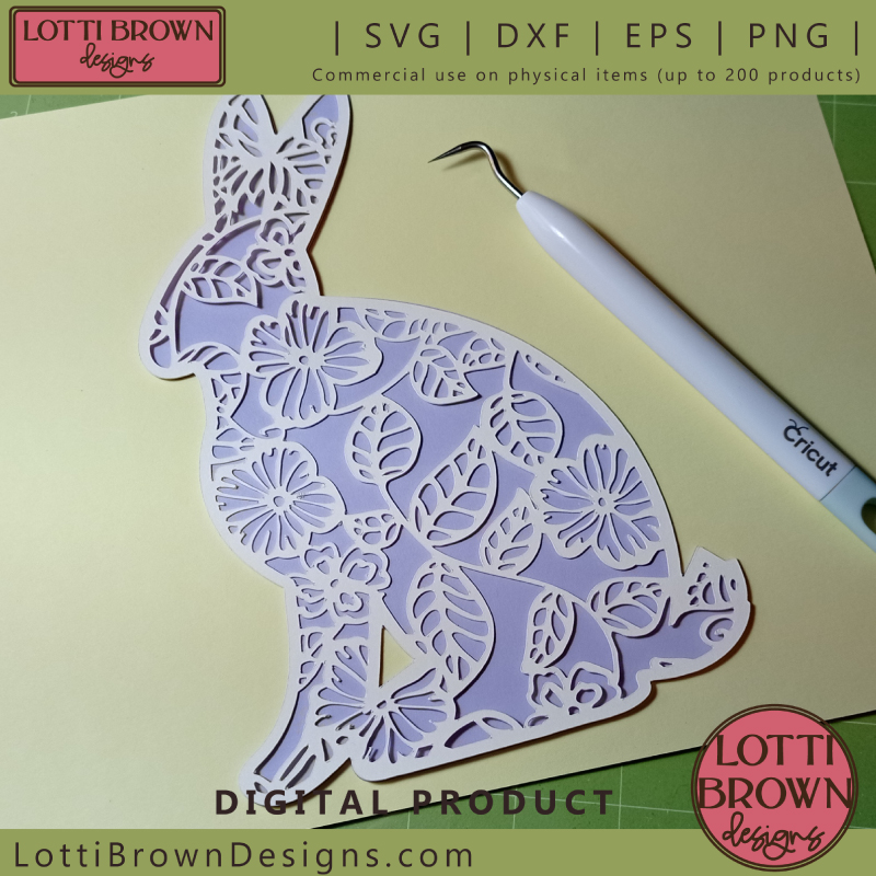 Floral bunny papercut SVG