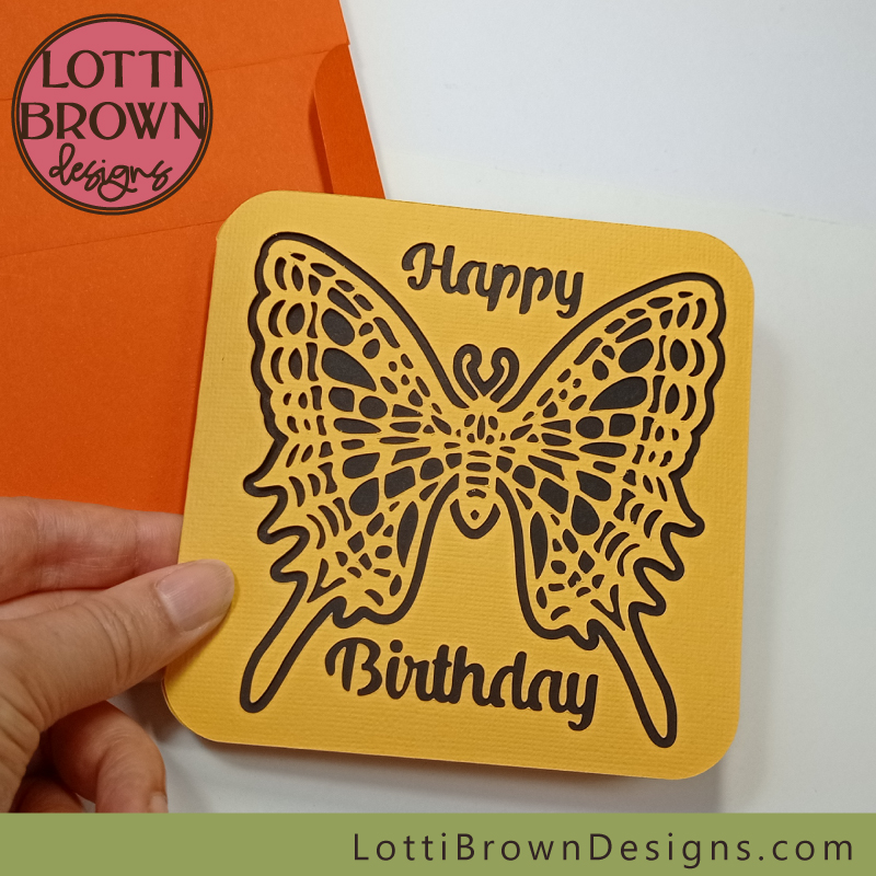 Papercut butterfly birthday card SVG cut file template